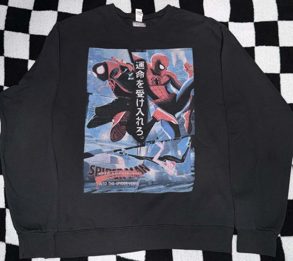 Marvel Spider-Man Into the Spider-Verse Japanese Graphic Sweatshirt Size Medium